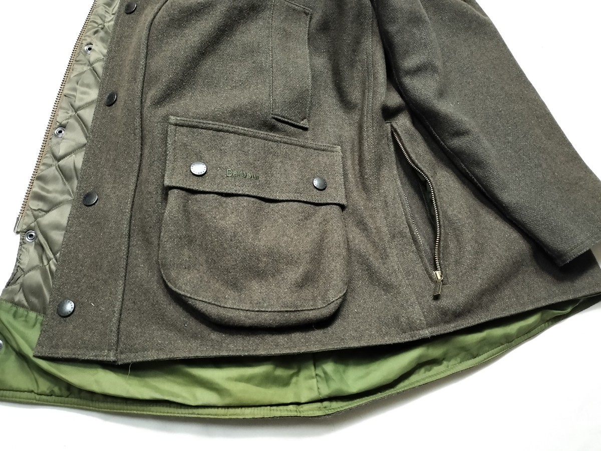 00s Barbour wool beaufort　オリーブグリーン　L バブアー　ウール　ビューフォート_画像4