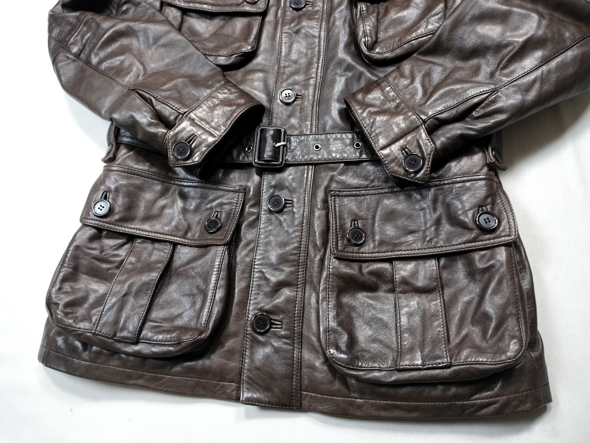 Barbour leather international M ブラウン　インターナショナル　バブアー　レザー　ミリタリー