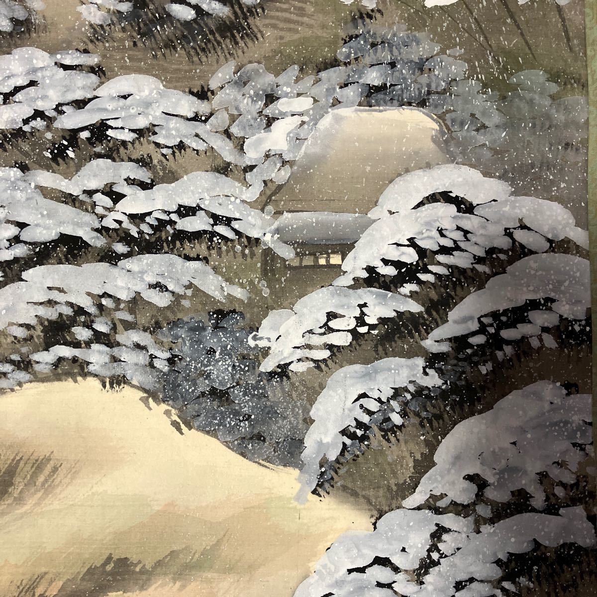 【模写】掛軸 月亭 絹本 雪 箱無 同梱可能 N O.4893_画像9