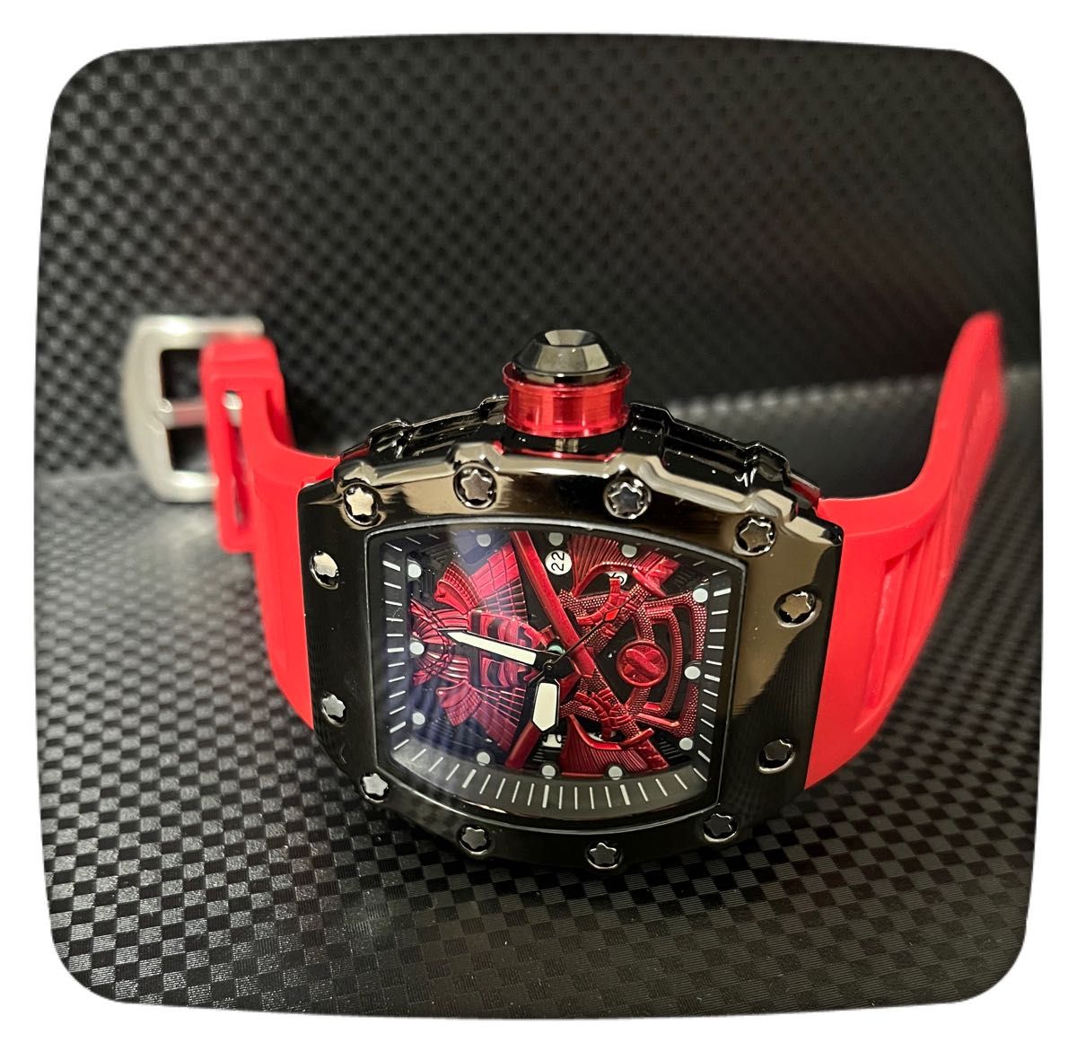 腕時計 JAPAN 鎧兜 刀 デザイン 限定　リシャールミル オマージュ レッド
