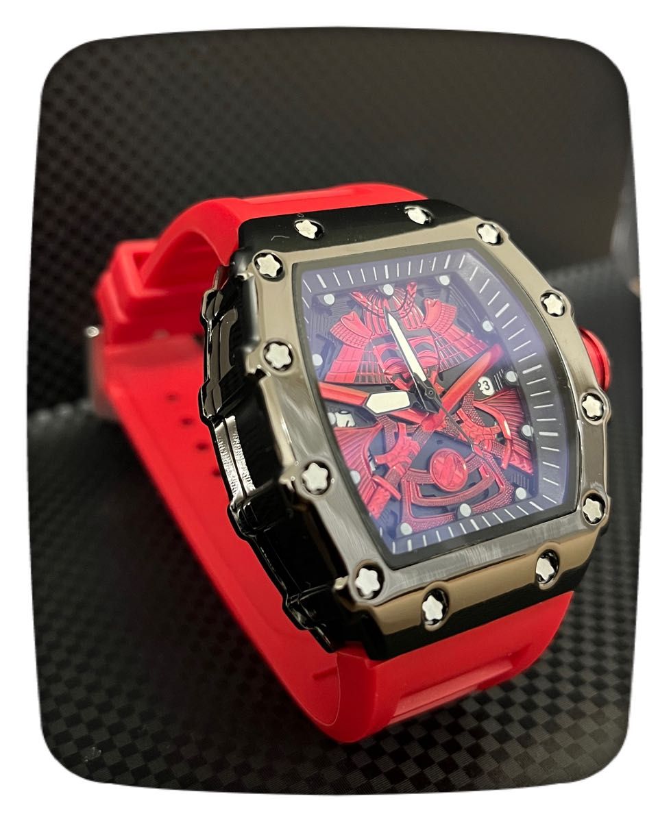 腕時計 JAPAN 鎧兜 刀 デザイン 限定　リシャールミル オマージュ レッド