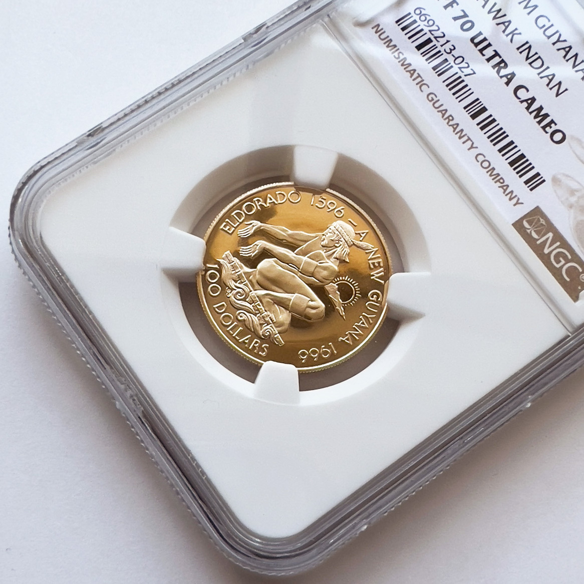 【最高鑑定☆PF70】1976FM ガイアナ アラワクインディアン 金貨 100ドル NGC PF70 ULTRA CAMEO PCGS_画像5