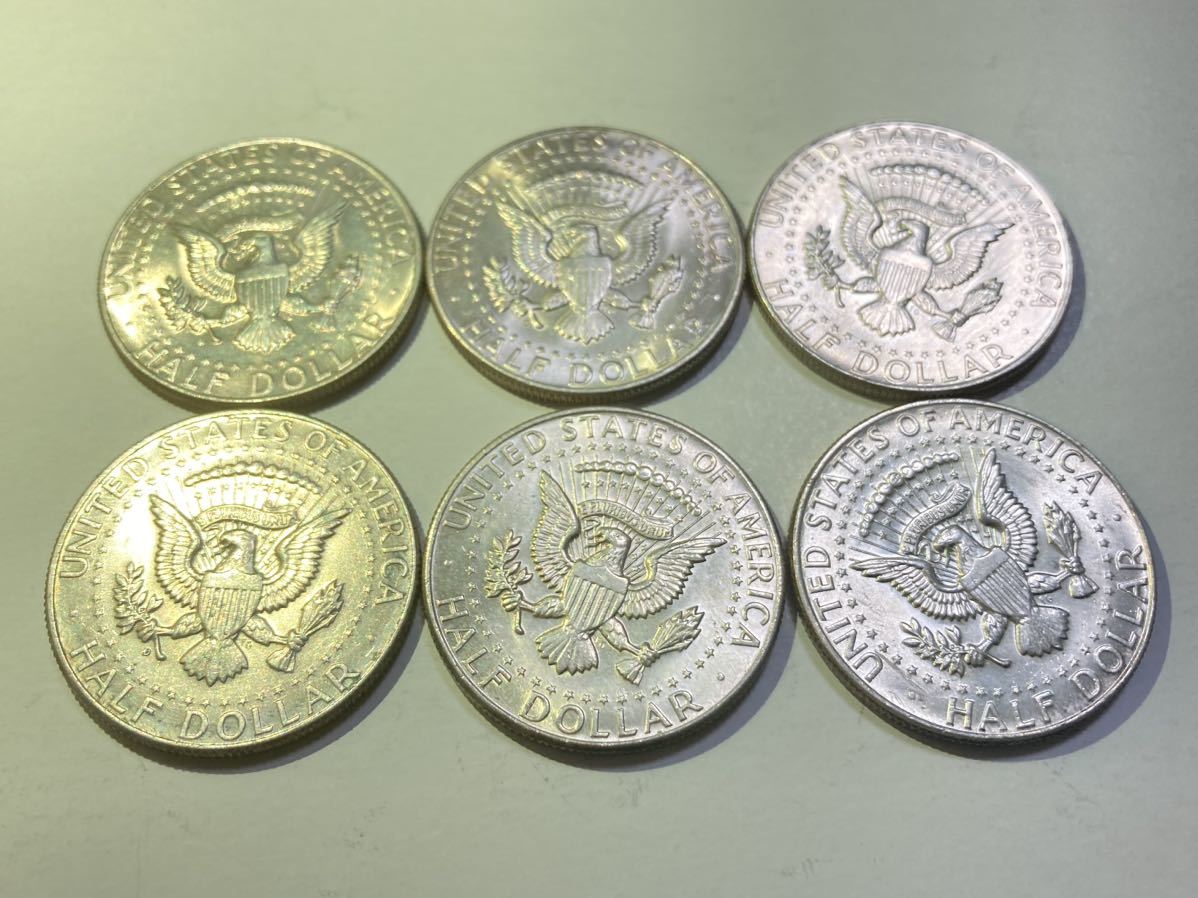 アメリカ　50セント銀貨　ハーフダラー　1964年　未使用　まとめて6枚セット　希少　レアコイン　古銭　北米　外国コイン　海外_画像7