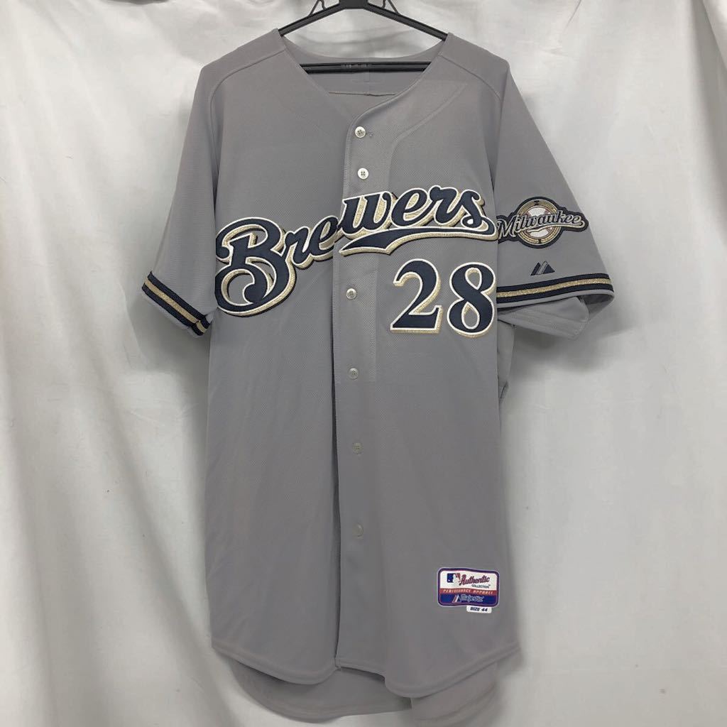 Majestic ミルウォーキー・ブルワーズ Milwaukee Brewers　プリンス・フィルダー #28 ユニフォーム マジェスティック MLB 44サイズ　USED_画像1