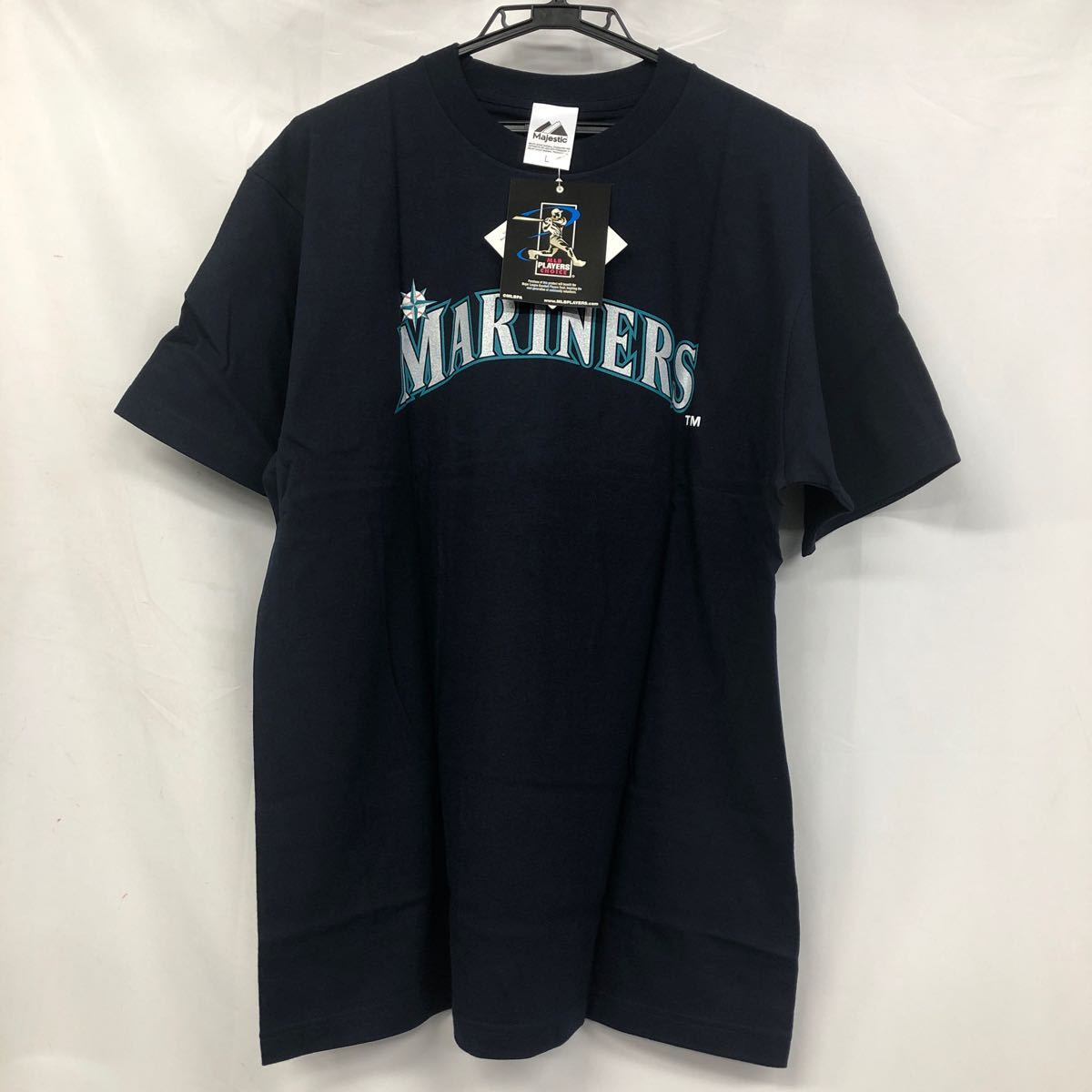 新品 タグ付き未使用　マジェスティックMLBオフィシャル　シアトルマリナーズ　マリナーズ　川崎宗則　#61 Tシャツ 半袖　ネイビー L_画像1