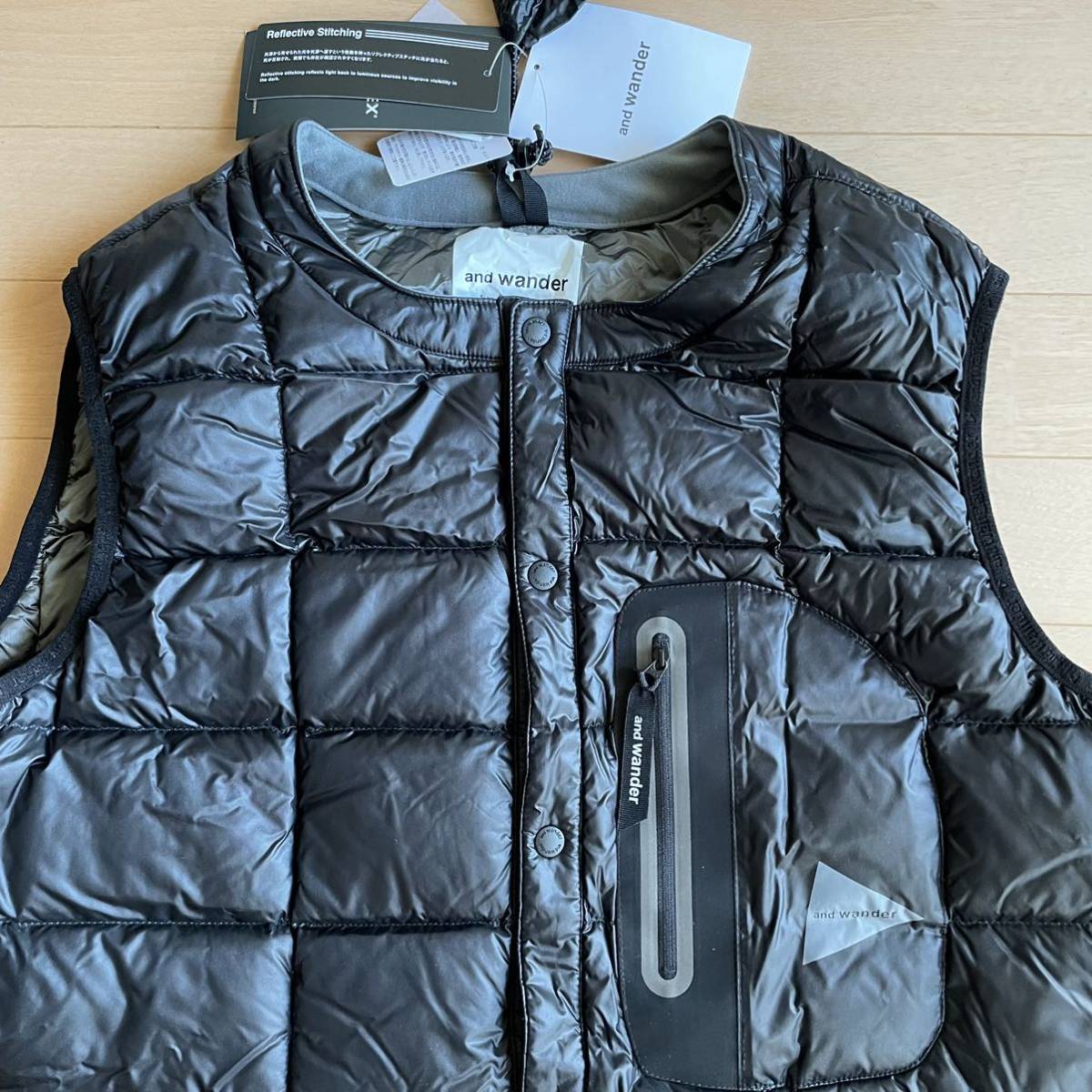 and wander アンドワンダー diamond stitch down vest L 574-0231025 ダイヤモンド ステッチ ダウンベスト タグ付き 新品未使用品