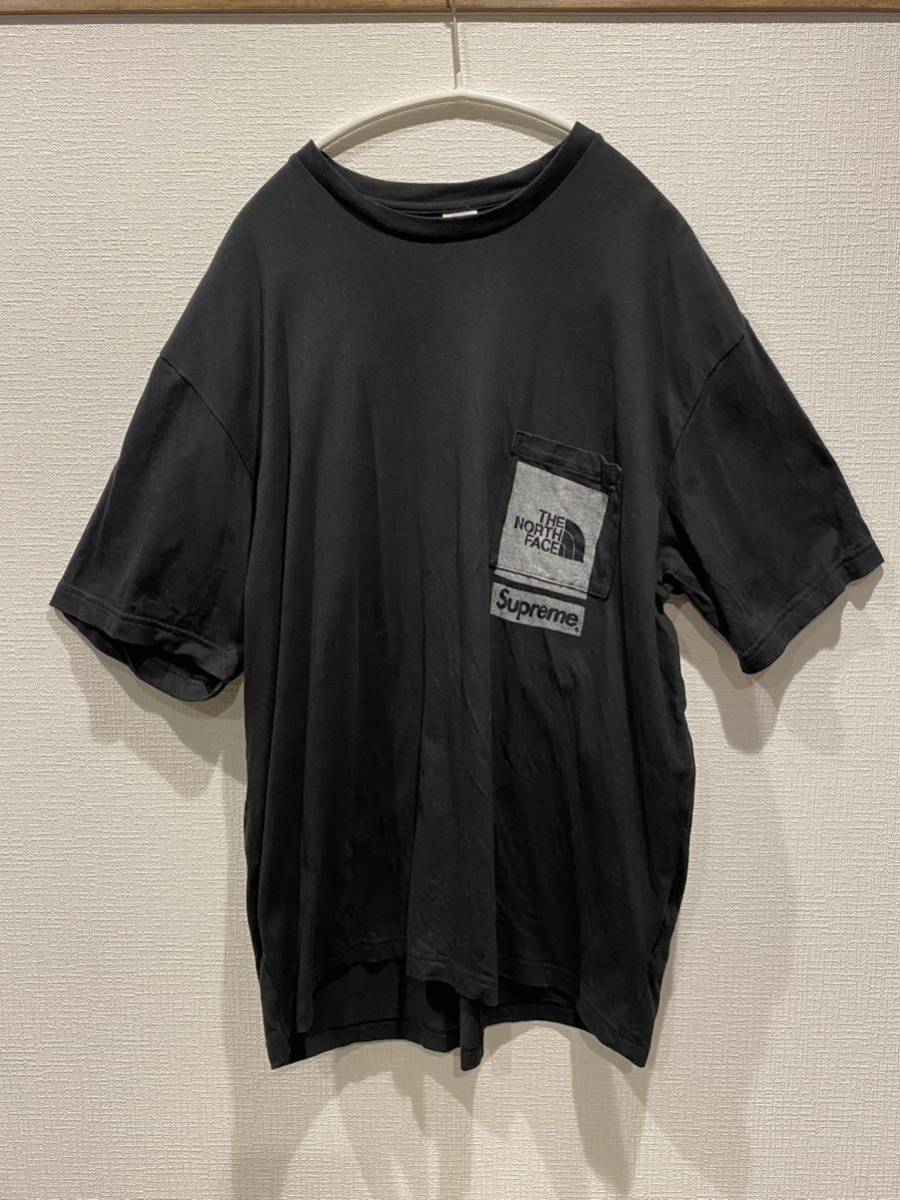 L 黒 Supreme The North Face Printed Pocket Tee シュプリーム ザノース フェイス ポケット シャツ ブラック　23ss Box ボックスロゴ logo