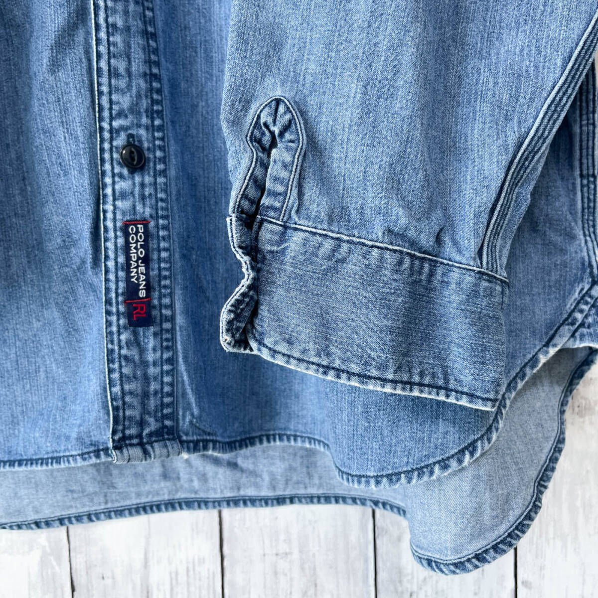 ラルフローレン POLO JEANS CO. Ralph Lauren デニムシャツ 刺繍 長袖シャツ メンズ コットン100% XLサイズ 5‐378