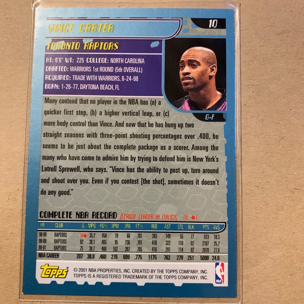 NBAトレーディングカード VINCE CARTER 19_画像2