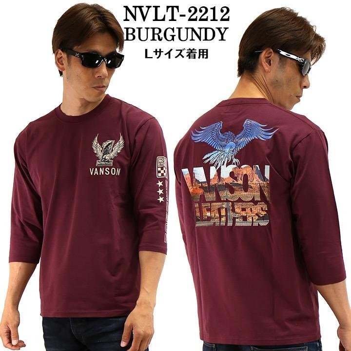 VANSON LEATHERS 【定価\7900+税】 6分TEE NVLT-2212 BURGUNDY サイズ XXL_画像1