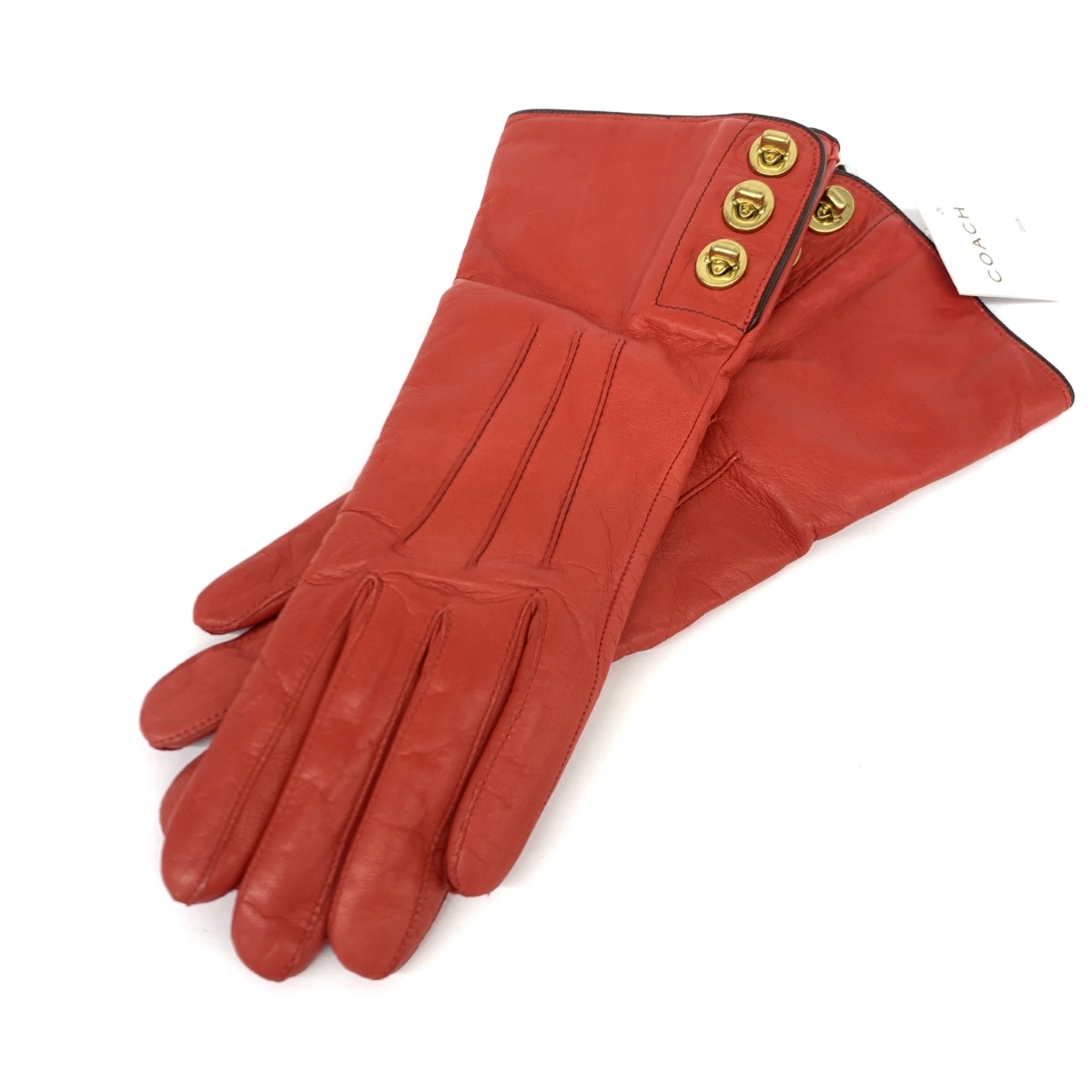 未使用品◆COACH コーチ 手袋 ◆ レッド 羊革 レディース 手袋 glove グローブ 服飾小物_画像1