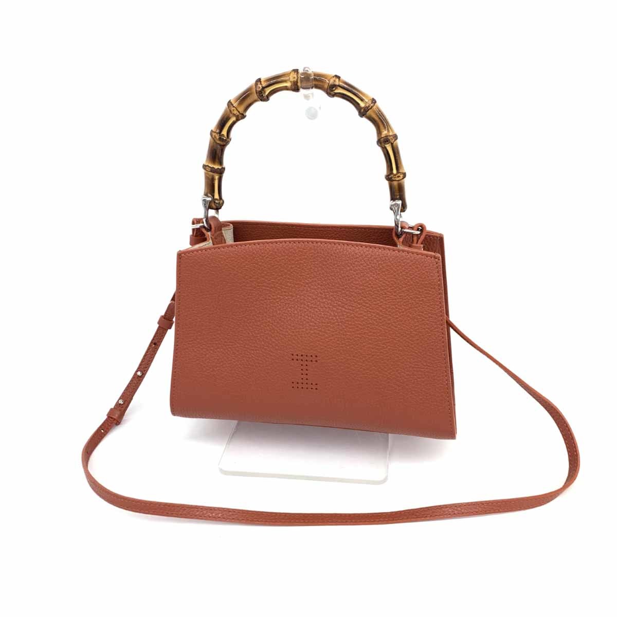 美品◆IACUCCI イアクッチ 2WAYバッグ◆ レザー Iロゴ バンブーハンドル レディース ハンド ショルダー bag 鞄_画像1