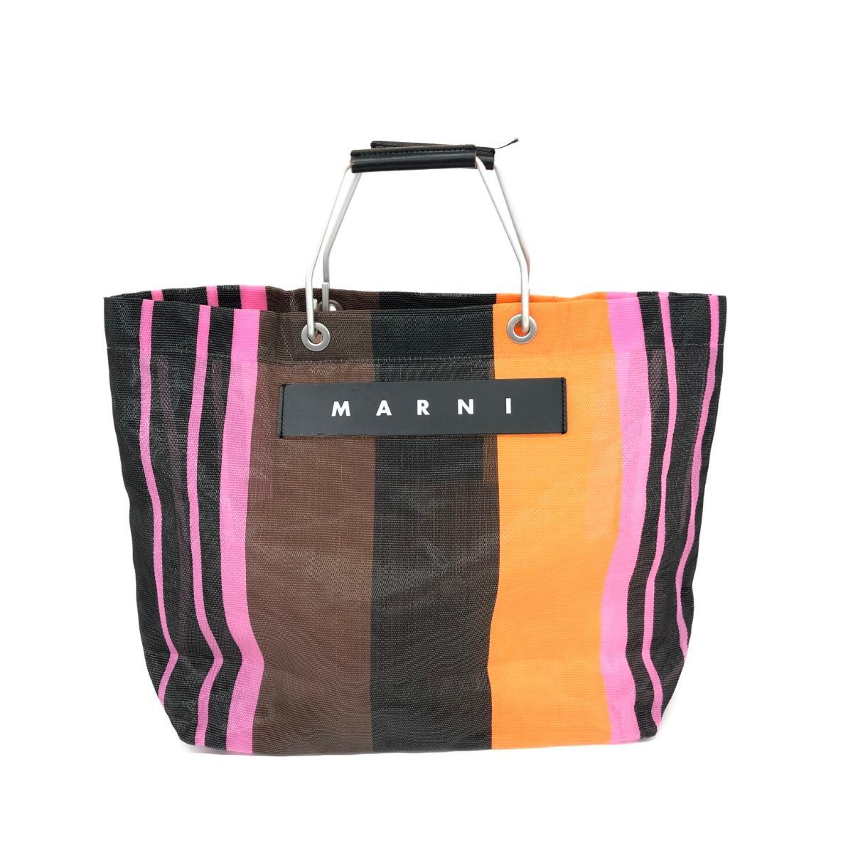 ◆MARNI マルニ ハンドバッグ◆ マルチカラー フラワーカフェ マルチストライプ レディース bag 鞄