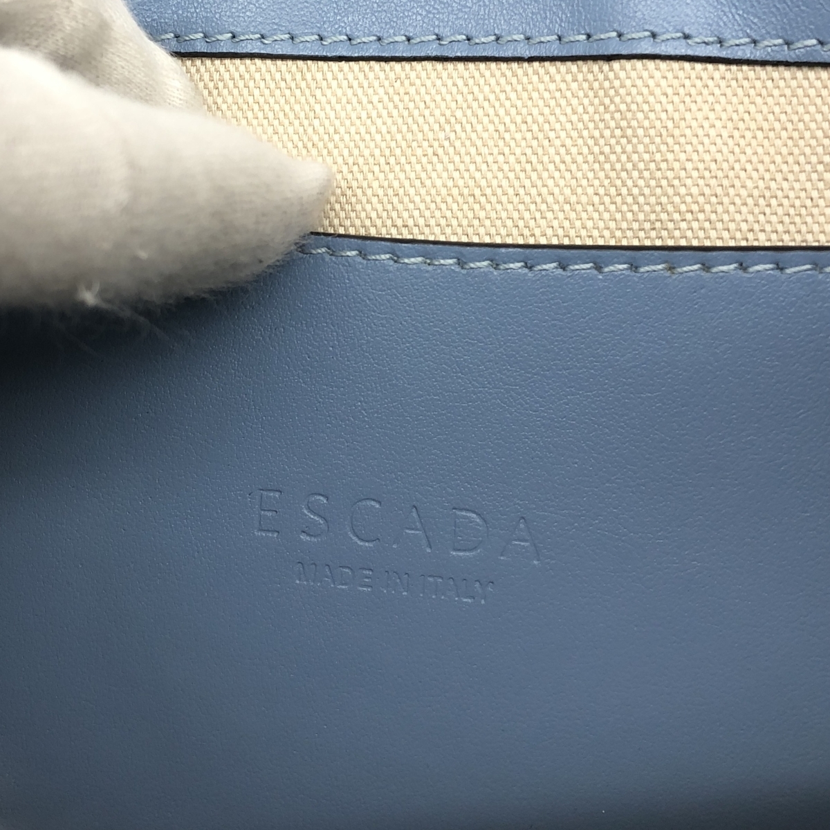 良好◆ESCADA エスカーダ 2WAYバッグ◆ ブルー レザー レディース 多機能 bag 鞄_画像6