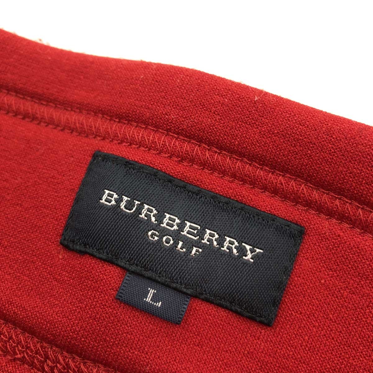 ◆BURBERRY GOLF バーバリーゴルフ ハーフジップジャケット サイズL◆ レッド ポリエステル レディース プルオーバ― ゴルフウエア_画像6