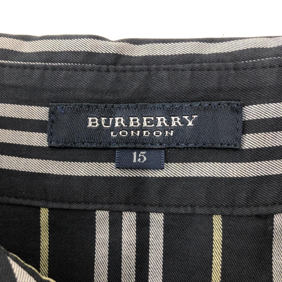 ◆BURBERRY LONDON バーバリーロンドン 七分袖シャツ サイズ15◆FEB34-006 ネイビー コットン レディース トップス ストライプの画像6