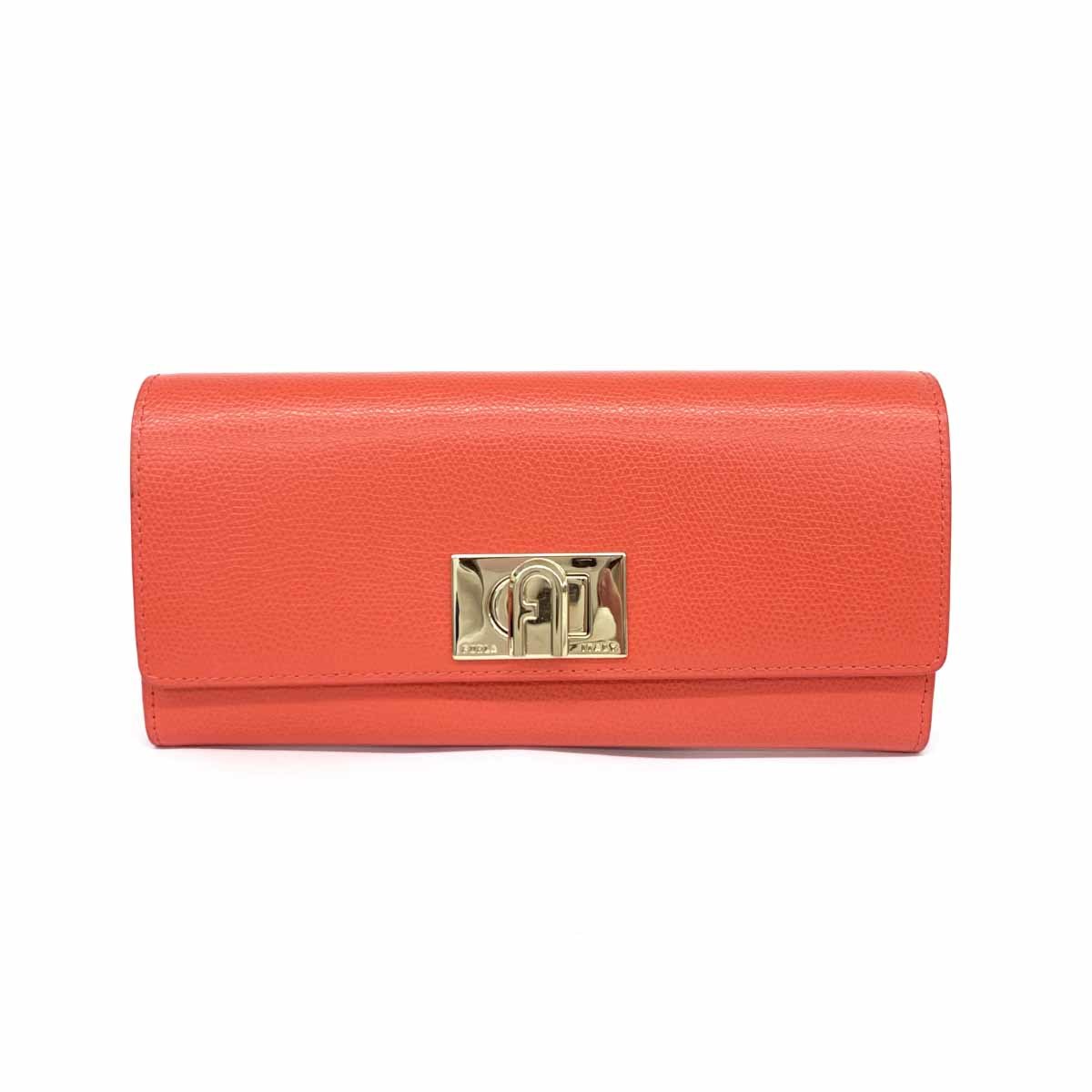 美品◆FURLA フルラ 長財布◆115286 コーラル レザー レディース ウォレット 服飾小物