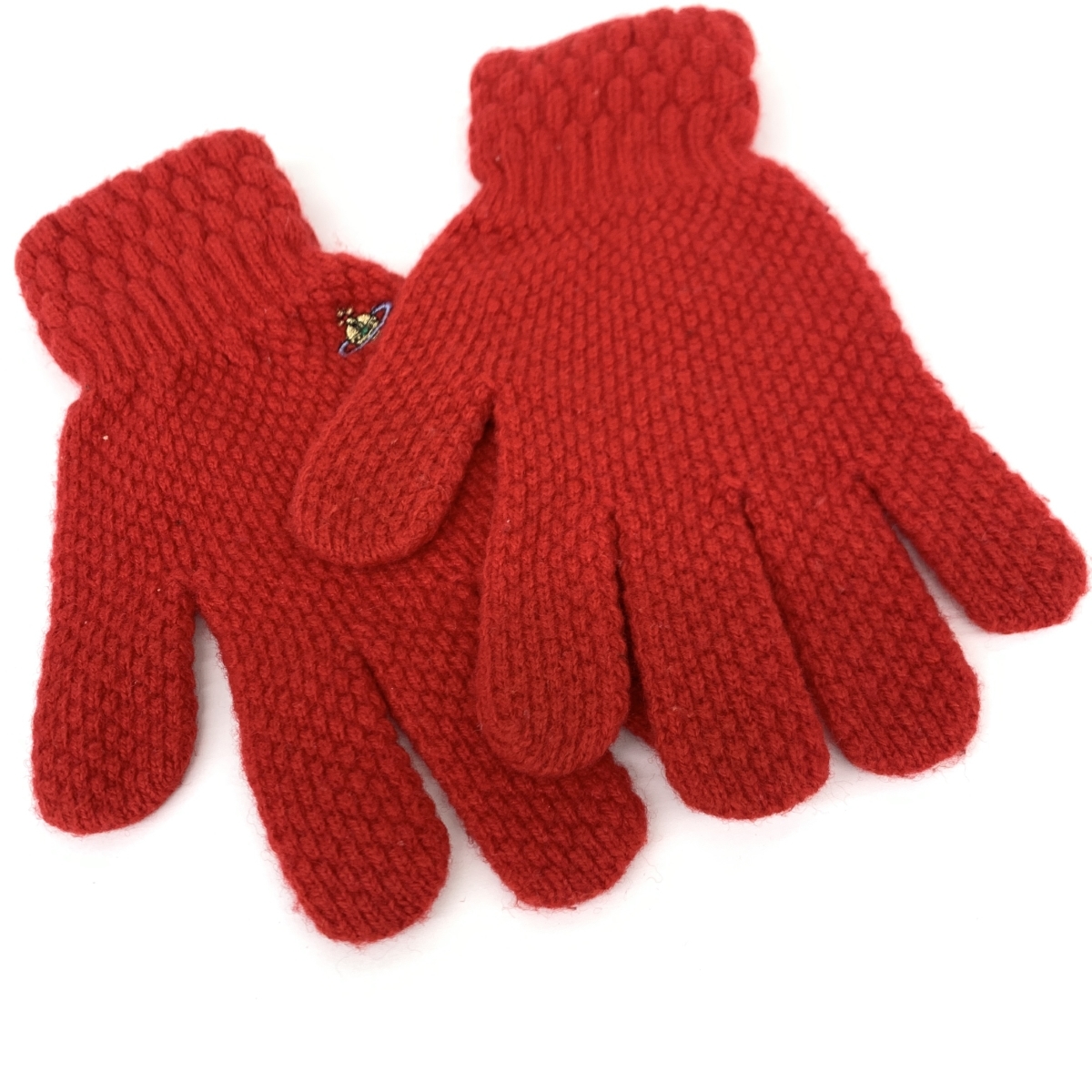 美品◆Vivienne Westwood ヴィヴィアンウエストウッド 手袋 ◆ レッド ニット オーブ刺? レディース glove グローブ 服飾小物_画像5