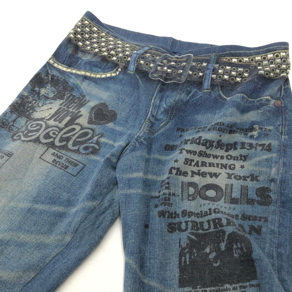 ◆HYSTERIC GLAMOUR ヒステリックグラマー レギンスパンツ ◆ ブルー レディース デニムジーンズプリント ストレッチ ボトムス スパッツ_画像3