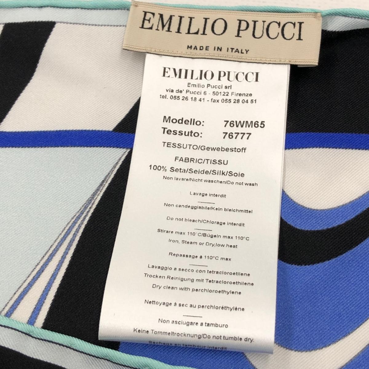  не использовался товар *EMILIO PUCCI Emilio Pucci шелк cut and sewn TU* голубой шелк 100% женский общий рисунок French рукав pchi рисунок tops 