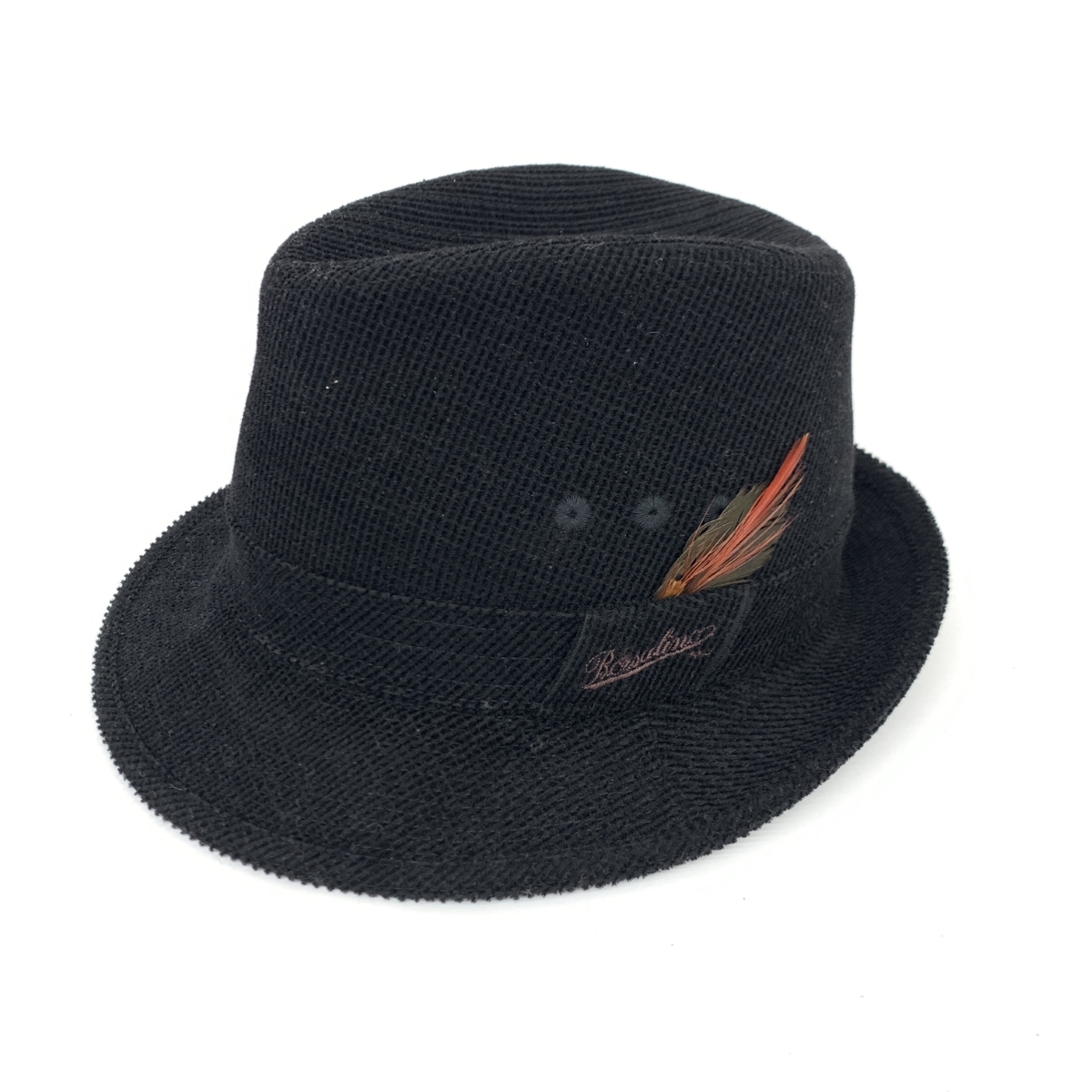 良好◆Borsalino ボルサリーノ 中折れハット 57◆B1019-02A00 ブラック ウール ポリエステル メンズ 日本製 帽子 hat 服飾小物_画像1