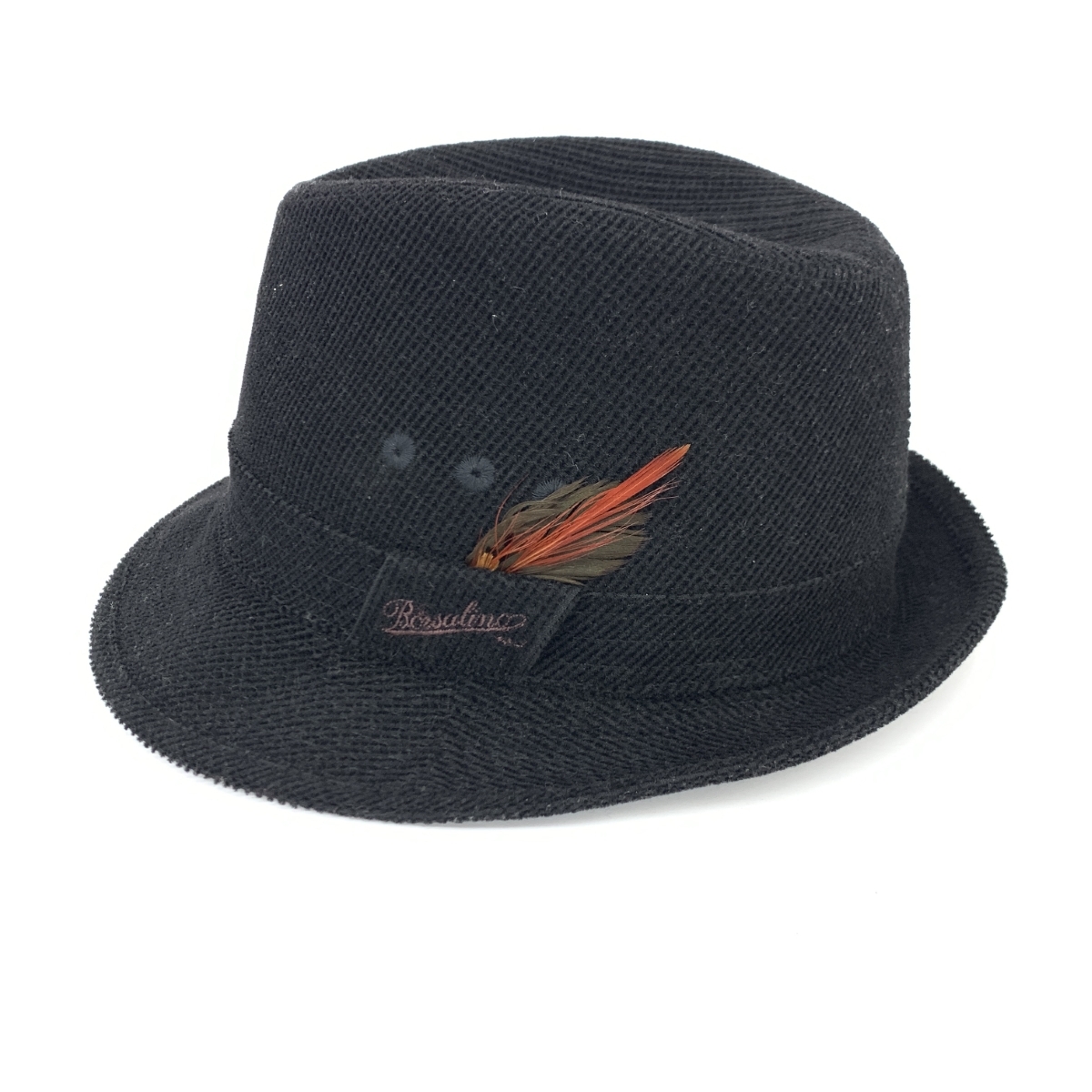 良好◆Borsalino ボルサリーノ 中折れハット 57◆B1019-02A00 ブラック ウール ポリエステル メンズ 日本製 帽子 hat 服飾小物_画像2