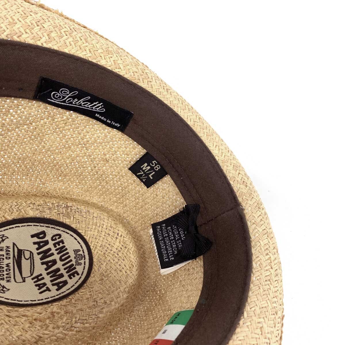 良好◆SORBATTI ソルバッティ パナマハット M/L 58◆ ベージュ メンズ イタリア製 帽子 hat 服飾小物_画像9