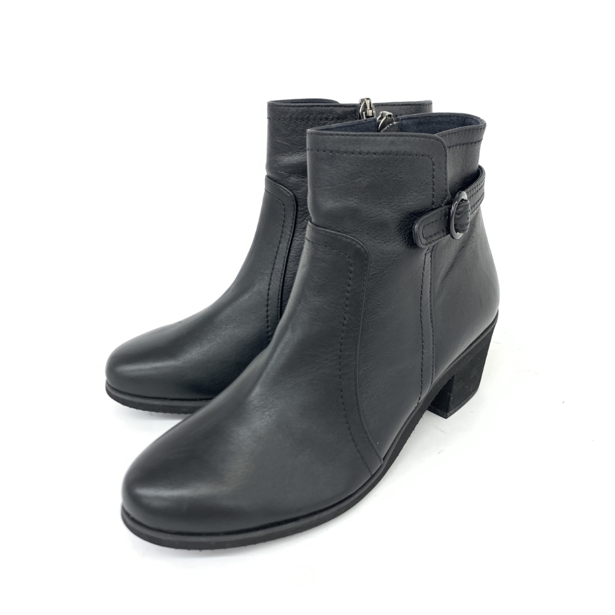 良好◆BeauFort ビューフォート ショートブーツ 22.5◆ ブラック サイドジップ レディース 日本製 靴 シューズ ブーティー bootsの画像1