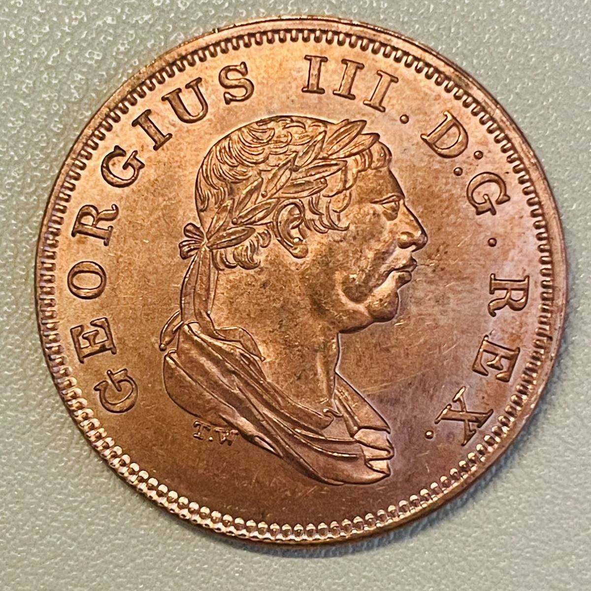 イギリス　硬貨　ジョージ三世　1813年　イギリス領デメララ-エセキボ　国王　スティバー 　クラウン　コイン　古銭　重さ9.06g_画像2