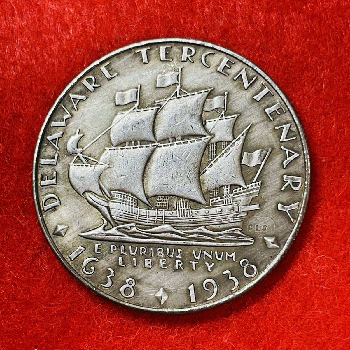 アメリカ　硬貨　デラウェア州入植300周年記念　1937年　オールド・スウェーデンズ教会　カルマー・ニッケル号　記念幣　古銭　重さ13.93g_画像1