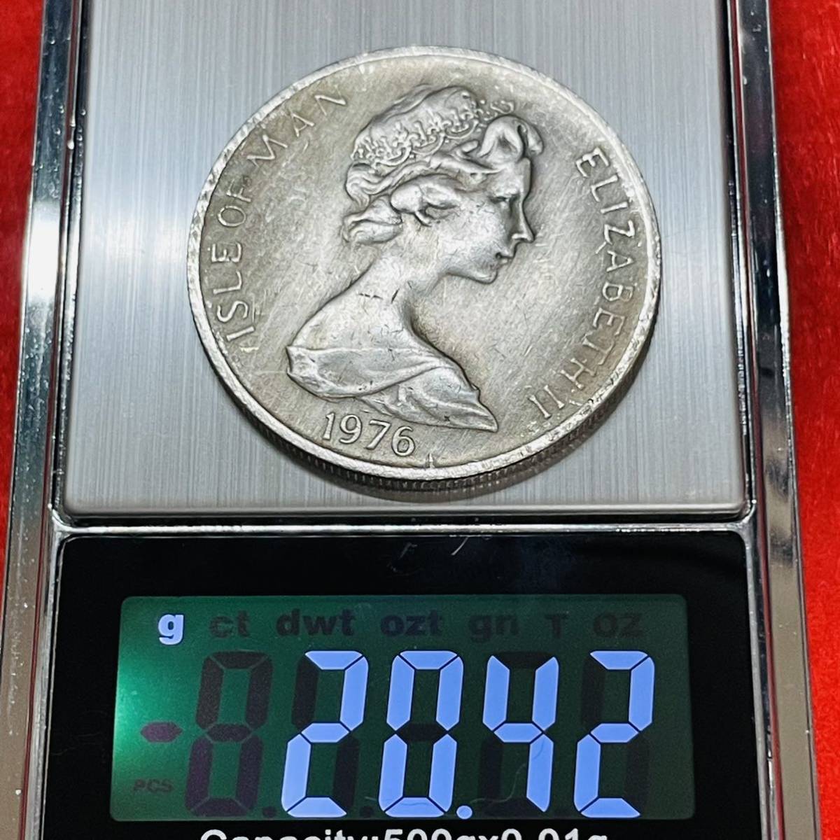 イギルス　硬貨　王室属領　1976年　マン島　エリザベス 2 世　馬車鉄道 100 周年記念　三脚巴紋　記念幣　コイン　古銭　重さ20.42g_画像5