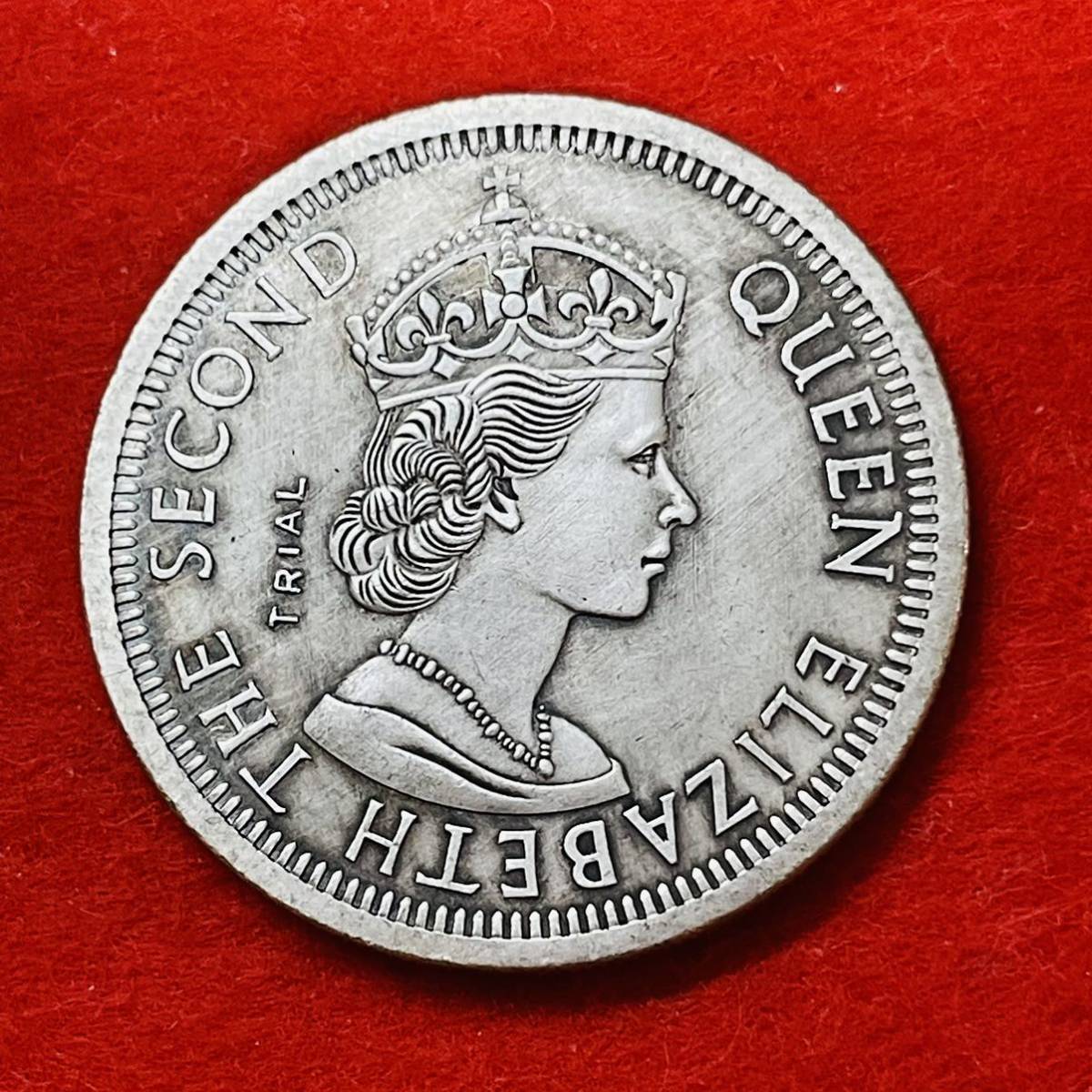 ナイジェリア 硬貨 古銭 エリザベス2世女王 1962年 イギリス領ナイジェリア連邦 ヤシ 1シリング コイン　重26.02g_画像1