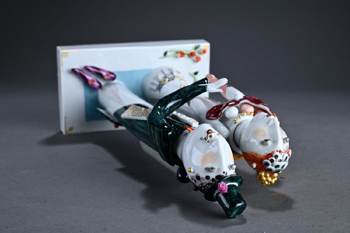 【華】某有名収集家買取品 時代物 西洋瓷 在銘 MEISSEN 人形置物 限定品 共箱 希少 骨董品 古美術YB23051-YO　_画像9