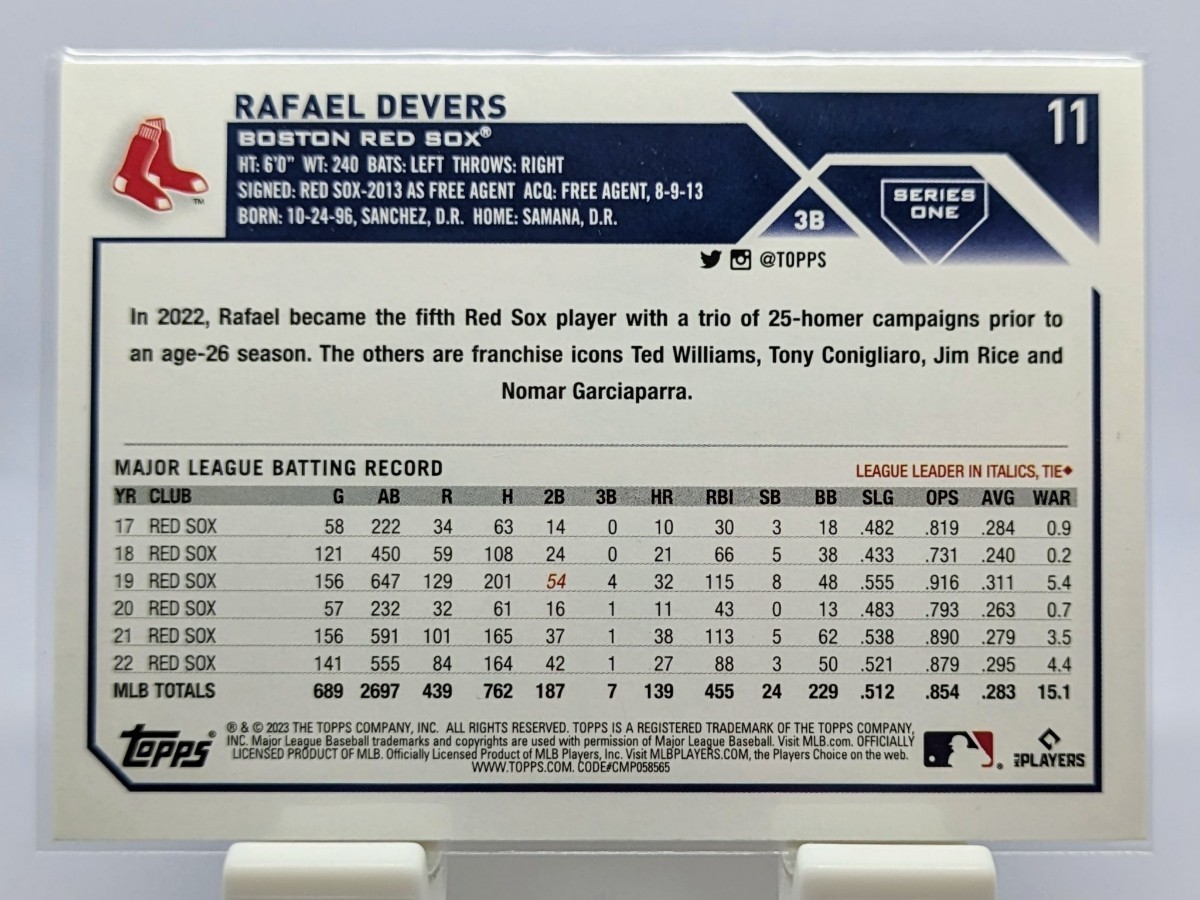 【1円スタート】Rafael Devers - 2023 Topps Series 1 Gold Foil / Boston Red Sox_画像2