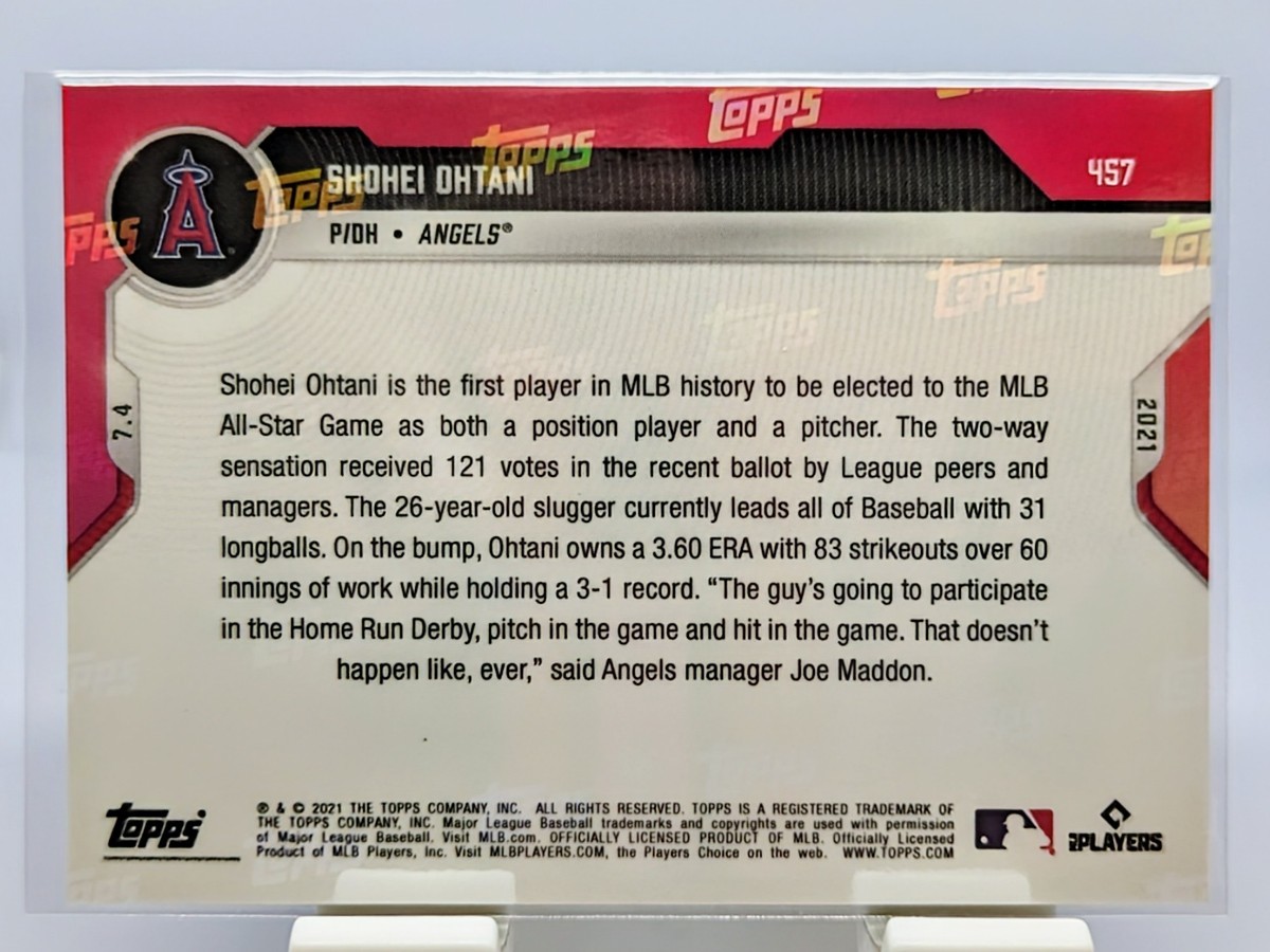 【1円スタート】2021 Topps Now #457 大谷翔平 / SHOHEI OHTANI 1st Player In History Named All-Star As DH & P / Angels Dogers_画像2