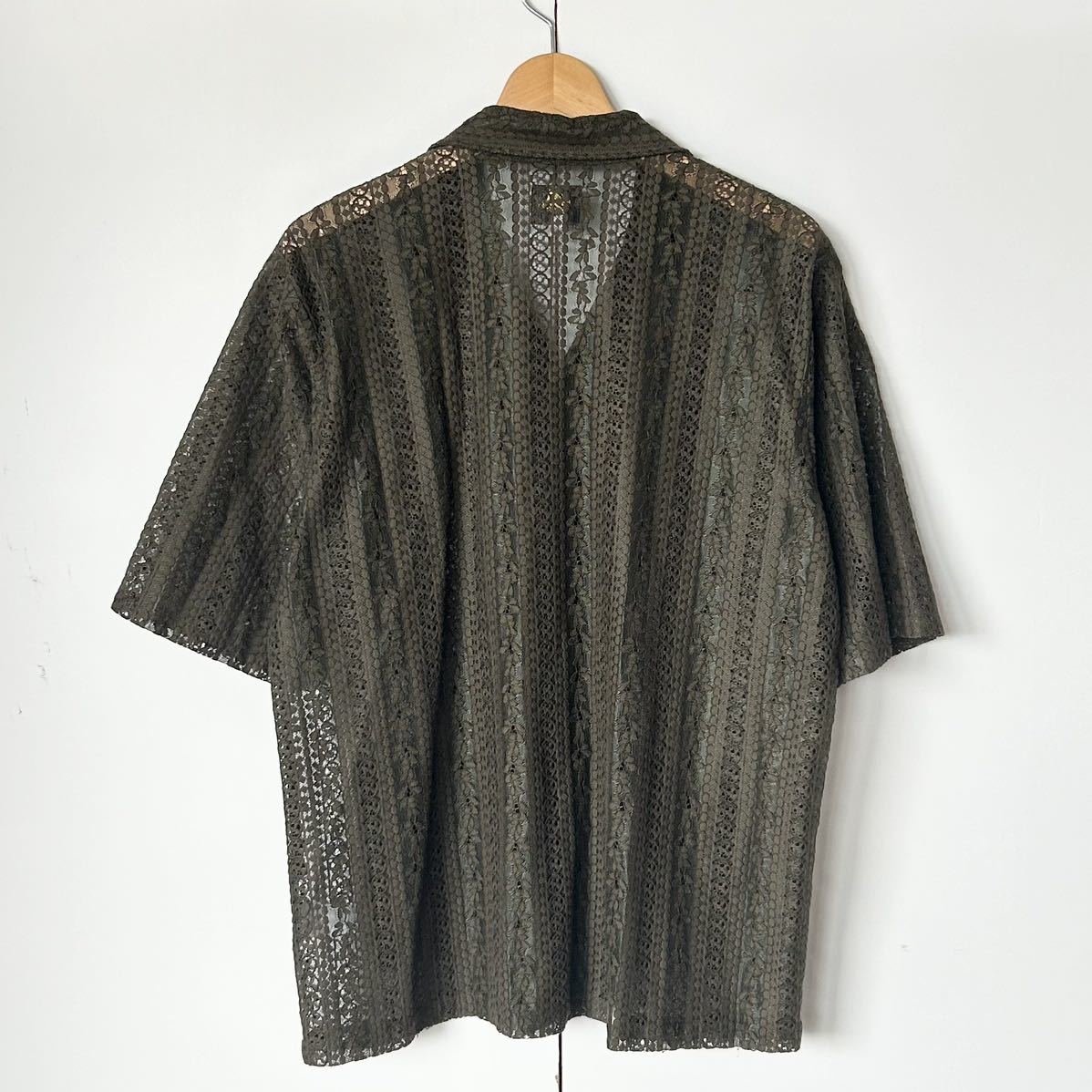 needles( needle z)Cabana Shirt( hippopotamus na shirt )- C/PE/R Lace Cloth / Stripe olive L KP184 Needles 
