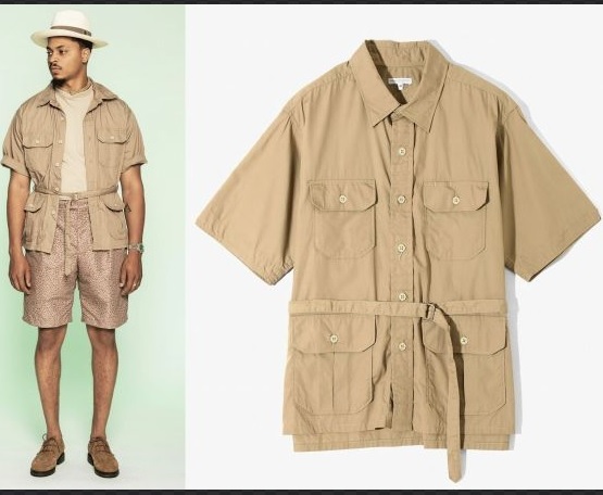 22SS Engineered Garments（エンジニアドガーメンツ）S/S Bush Shirt（ブッシュシャツ） - Pima Cotton Broadcloth　半袖　L_画像1