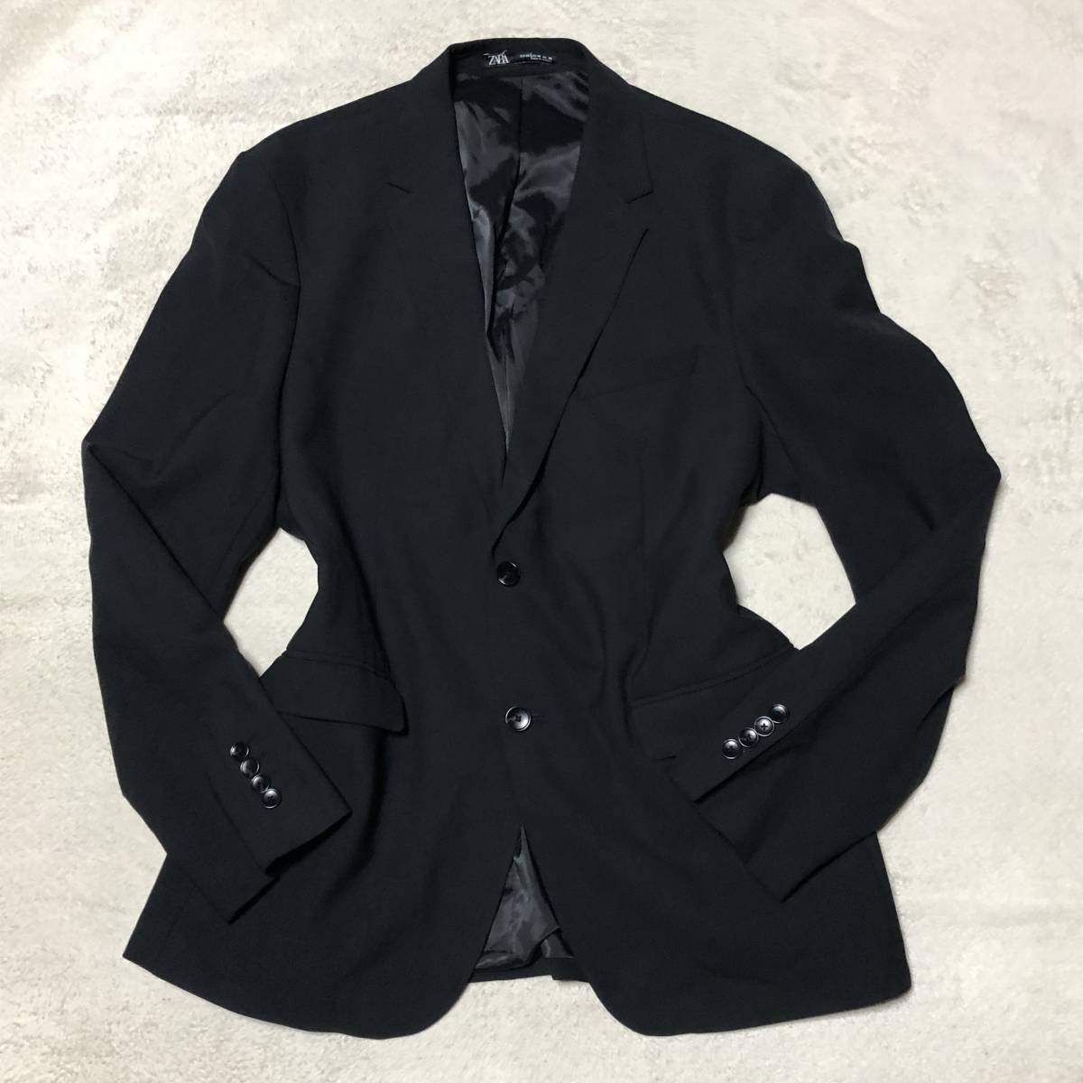 ZARA ザラ イタリア製糸 tessuti piemontesi テーラードジャケット ブレザー スーツジャケット 総裏地 ２B チャコールグレー 2XL_画像2