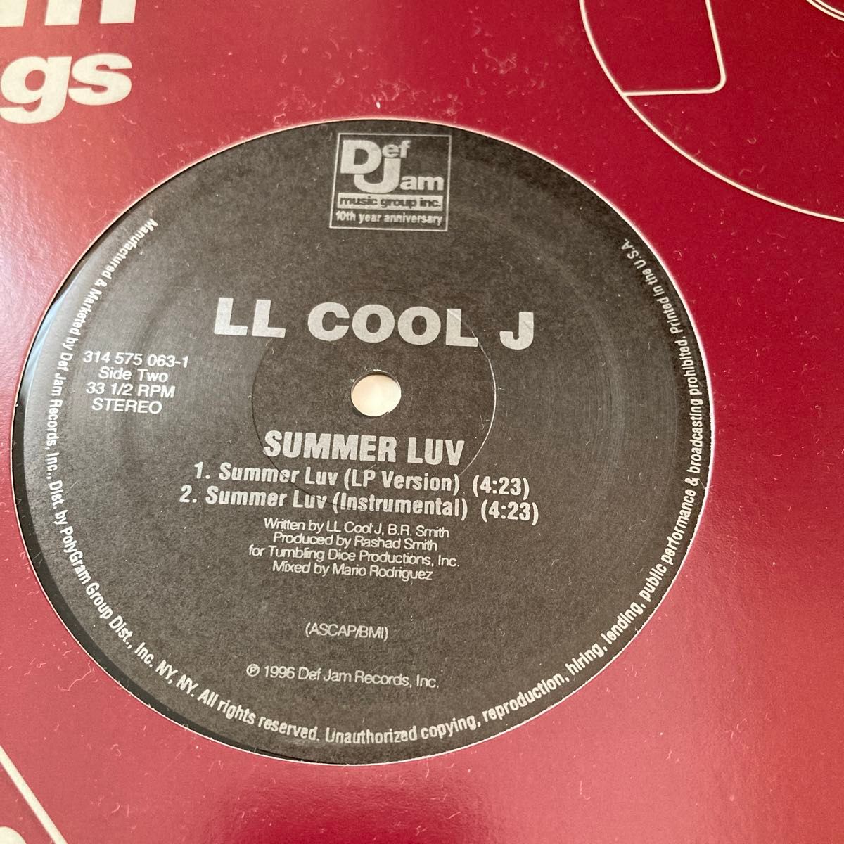 アナログレコード　LL COOL J  summer Luv/LOUNGIN