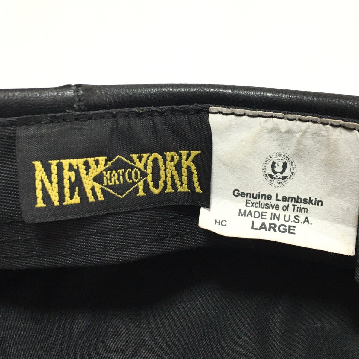 ニューヨークハット☆ NEW YORK HATオールレザーキャスケット黒ブラック帽子アメリカ製USA製レザーハットハンチングメンズ