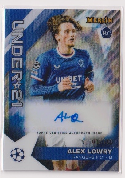 2022-23 Merlin UEFA CL Alex Lowry Under 21 Autograph card #091/100_画像1