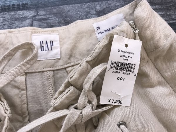  tag attaching new goods!GAP Gap lady's flax rayon race up wide pants 00 beige 