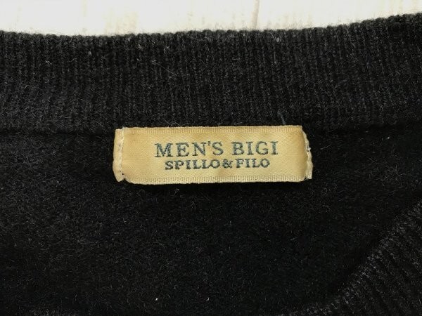 MEN'S BIGI メンズビギ クルーネック カシミヤ ニットセーター 黒_画像2