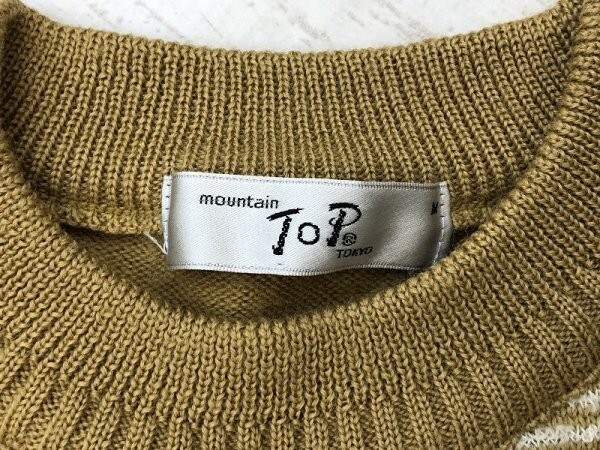 mountain TOP メンズ 柄織り ニットセーター M からし色_画像2