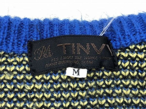 TINVY メンズ 柄織り ニットセーター M 青黄色_画像2