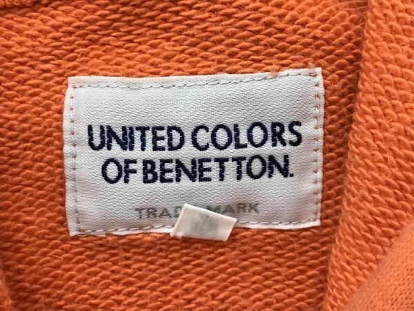 UNITED COLORS OF BENETTON ベネトン メンズ ロゴ刺繍入り フーディー パーカー 46 オレンジ_画像2