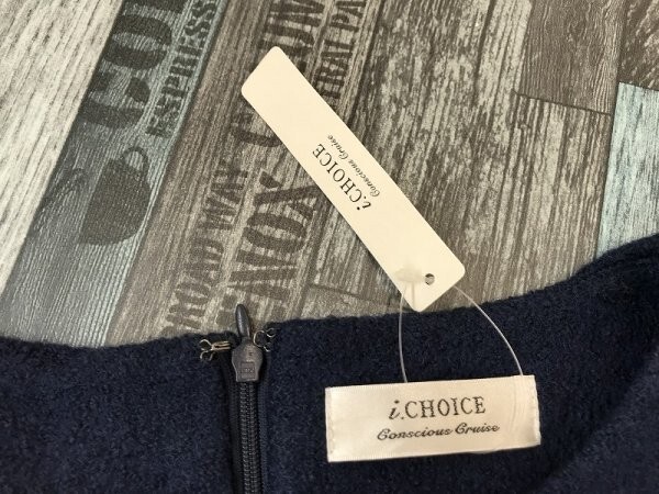 新品！i.CHOICE レディース バックジップ 起毛 ワンピース M ネイビー_画像2