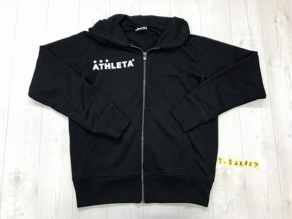 ATHLETA アスレタ レディース ロゴプリント スウェット フーディー ジップパーカー S 黒_画像1