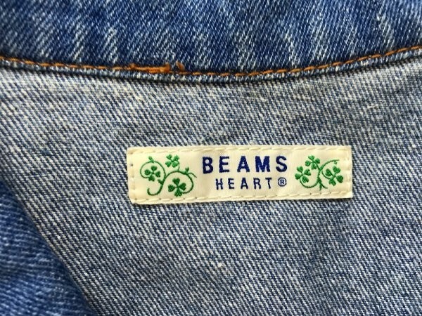 BEAMS HEART ビームスハート レディース 綿 デニムジャケット ワッペン付き Gジャン 青_画像2