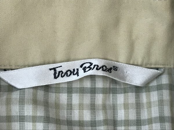 TROY BROS トロイブロス メンズ ロゴ刺繍 ジップ&ボタン ブルゾン S くすみイエローの画像2